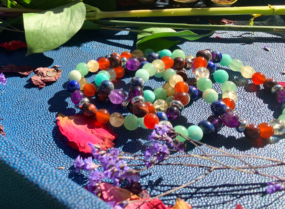 Natural Crystal Chakra Bracelet 7”