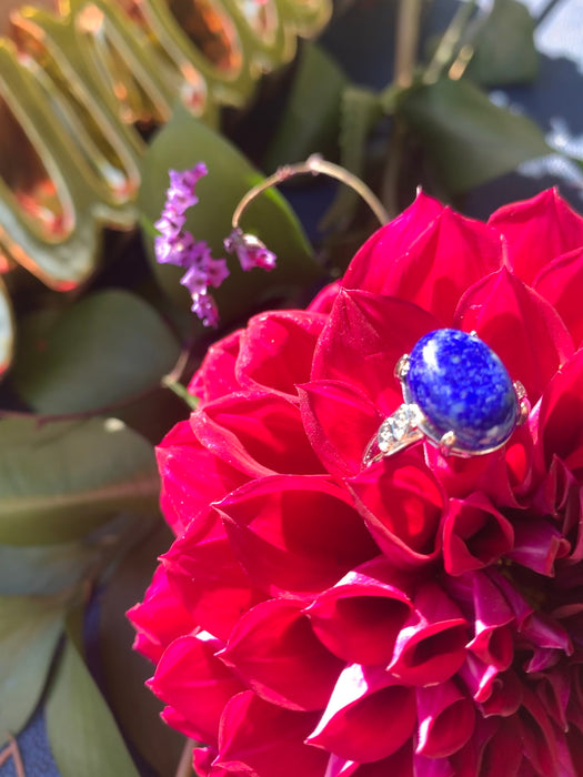 Lapis Lazuli in White Brass Ring