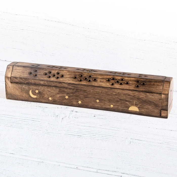 Moon & Stars Wooden Incense Box